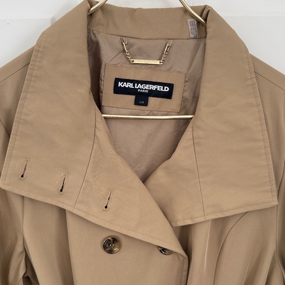 Karl Lagerfeld Paris Double-Breasted Peplum Trench Jacket - Size Large - Picture 4 of 15